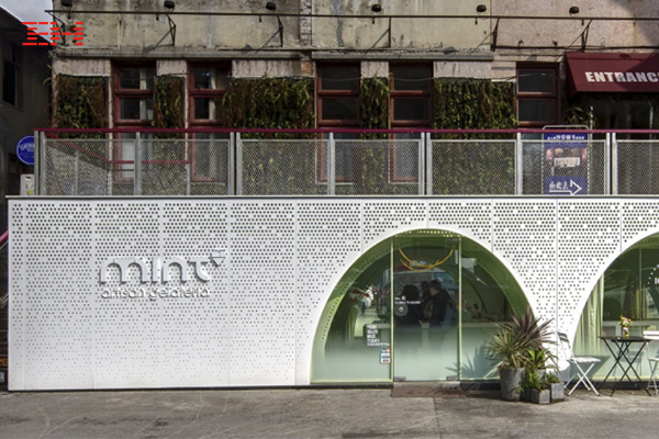 店鋪裝飾穿孔鋁單板，重慶TESTBED2二廠文創(chuàng)園Mint冰激凌店